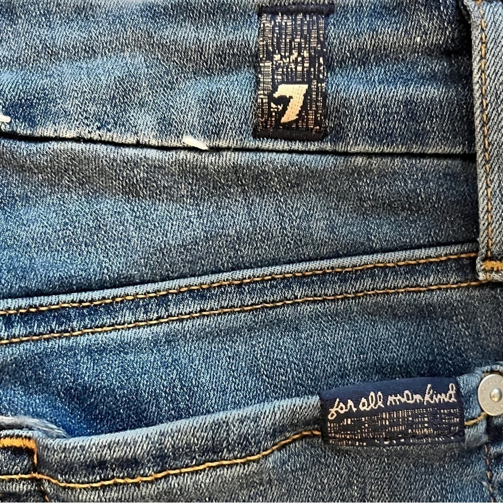 7 For All Mankind Kimmie Straight Leg Mid Rise Jeans, Medium Blue Wash - Size 25 - Picture 6 of 16